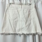 SheIn Solid White Distressed Ripped High Waisted Denim Mini Skirt Size Medium Photo 3