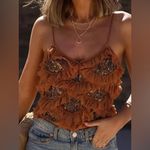 ZARA NWT LIMITED EDITION Embroidered Sequin Beaded Ruffled Top Sz Medium Photo 7