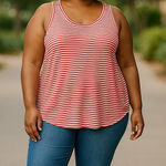 Ava & Viv 5/$35    Ava &‎ Viv Women's Orange/White Striped Tank Top - Size X Photo 0