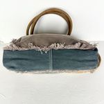 Myra Bag Leather Canvas Fur Shoulder Crossbody Bag Western Boho Aztec Large Gray Photo 5