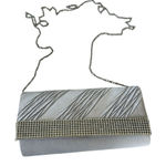 Stuart Weitzman  Silver Rhinestone Satin‎ Evening Clutch Bag Photo 0