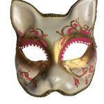 Chic Cat Face Mask with Gold and Pink Details Photo 0