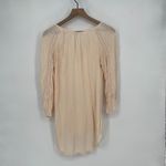 Lucky Brand  Peachy Pink Lace Trim Tassel Tie Boho Peasant Blouse Top S Photo 3