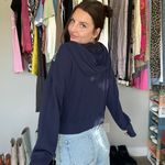 Aerie Navy Tropical Panel Zip Up Hoodie Size M Photo 1