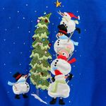Trilllogy 2X snowman Christmas tree winter sweatshirt plus holidays embroidered Blue Photo 6