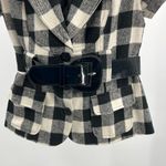 Twenty One  wool blend belted puff short sleeve buffalo plaid top jacket Y2K M Photo 3