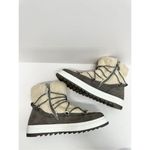 Blondo Winter Boot Size 9.5 Waterproof Gray Cream Suede Shearling Upper Lace Up Photo 5