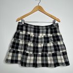 Theory NEW! Onella Black Cream Plaid Wool Blend Mini Skirt Size 10 Photo 0