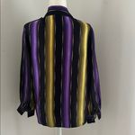 Ellen Tracy Putple/Black/Gold Silk Striped Blouse Sz 8 Photo 4