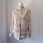 Vintage ‘80s Inner Visions by Ship ‘n Shore Cream Floral Print High Neck Blouse Pink Size L Photo 1