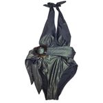 Nicole Miller NWT New York One Piece Plunge with Skirt Sash in Black/Gold Photo 2