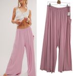 Free People Downtime Wide Leg Pants Bow Detail Lounge Rose Pink Size XS Photo 1