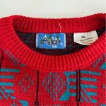 Vintage 70’s Aspen Ski Red Blue Intarsia Pattern Crewneck Sweater Sz XL Photo 3