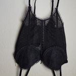Delicates  Vintage Black Lace Corset Set Size M Photo 1
