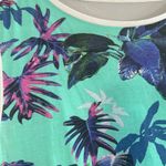 Puma  Blue & White Multicolor Colorful Floral Tropical Casual T-Shirt Women Sz L Photo 4