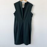 MM.LaFleur Dark Green V-Neck Aditi Sheath Career Sleeveless Dress Photo 9