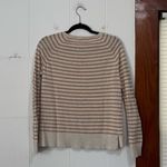 a.n.a  a new approach Tan beige striped thin knit sweater size small Photo 3