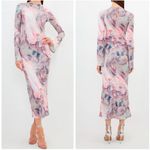 Karen Millen Marble Print Jersey Long Sleeve Maxi Dress in Pink Photo 9