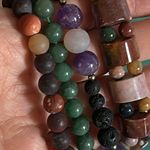 4 Piece Collection Amethyst Jasper Agate Multi Gemstone Bead Stretch Bracelets Brown Photo 7