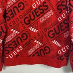Guess  womens red crewneck all over logo pullover size L Photo 3