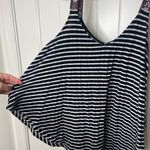 Eyeshadow EUC  women’s black white striped loose embroidered strap tank top small Photo 1