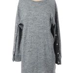 ZARA  Tunic Sweater Heather Gray Pearl Button Sleeves Photo 0