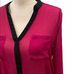 DKNY  Jeans M long sleeve pink blouse black trim Photo 1
