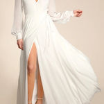 Lulus  My Whole Heart White Long Sleeve Wrap Dress SIZE L Photo 0