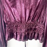 Lucy Paris Celine Metallic Long Sleeves V-Neck Holiday Party Top Small Photo 4