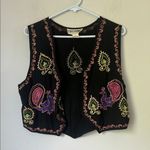 Vintage Vest Womens Embroidered Boho Hippy Sleeveless Black vest Sz Med Photo 0