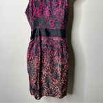 Cynthia Steffe  Cerise Pink Black Floral Silk Front Zip Sleeveless Dress Photo 7