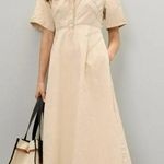 ROSETTA GETTY Beige Twill Cotton Short Sleeve Button Front Dress Size 6 Photo 0