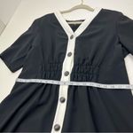 Ming Wang  Black White Button Front Dress‎ Womens Size Medium Short Sleeve Photo 7