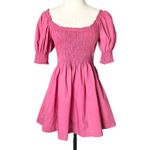 Hill House  The Naia Nap Mini Dress Lipstick Pink Smocked Puff Sleeve Size Small Photo 1