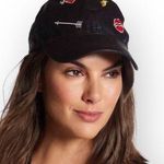 new ℓαѕт 1 ᨎ Smooches Embroidery Baseball Cap ᨎ Shiny Black Coated ᨎ Lip𝚜 Patch Photo 0
