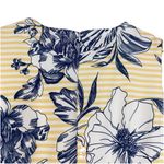 R & K Dress Yellow Stripes Blue Floral Pleated Skirt Knee Length Retro Size 14 Photo 4