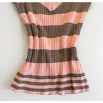 Vintage Y2K 90s Lei Women's Sweater Fitted Pink Gray Striped 2000s Preppy XL Photo 2