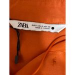 ZARA Women's Orange Satin Collared Long Sleeve Button Down Shirt Blouse Top Sz S Photo 2
