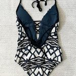 Seafolly Australia Blue White Black Modern Tribe Deep V Neck Maillot One Piece Photo 9