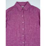 Sigrid Olsen  Pink Linen Button Down Shirt Roll Tab Sleeve Size SM Photo 7