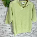 Vintage Norm Thompson Yellow Green Linen Knit Polo Knit Top Photo 2