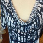 Blue and White Rain Cowl Neck Dress Photo 9