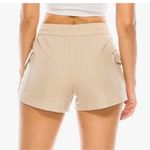 Cali 1850 Tan Cargo Shorts with Elastic Waistband and Drawstring size medium. Photo 1