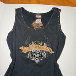 Harley Davidson Y2K Studded Ribbed Skull Wings Embroidered Tank Top Black Size L Photo 1