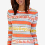 Nautica Snowflake Stripe Sweater | Size M | Orange, White & Yellow Photo 0