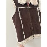 Faded Glory Vintage Y2K  Faux Shearling Suede Zip Vest Sherpa Lined Size Medium Photo 4