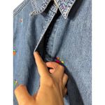 Vintage New Direction Embroidered‎ Cats Short Sleeve Denim ButtonUp Shirt Medium Blue Photo 6