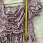 Lavender/lilac Floral Puff Sleeve Top Photo 2