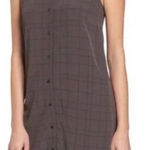 Eileen Fisher  Twill Plaid‎ Mandarin Collared Shirt Dress Tunic Gray Size Medium Photo 0