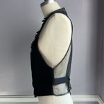 Vintage black velvet V neck whimsygoth button front vest lace trim and netting Photo 6